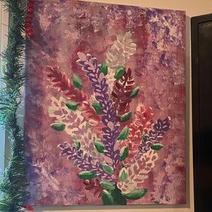 Floral Abstract Canvas Art acrylic flower bouquet painting 20x16